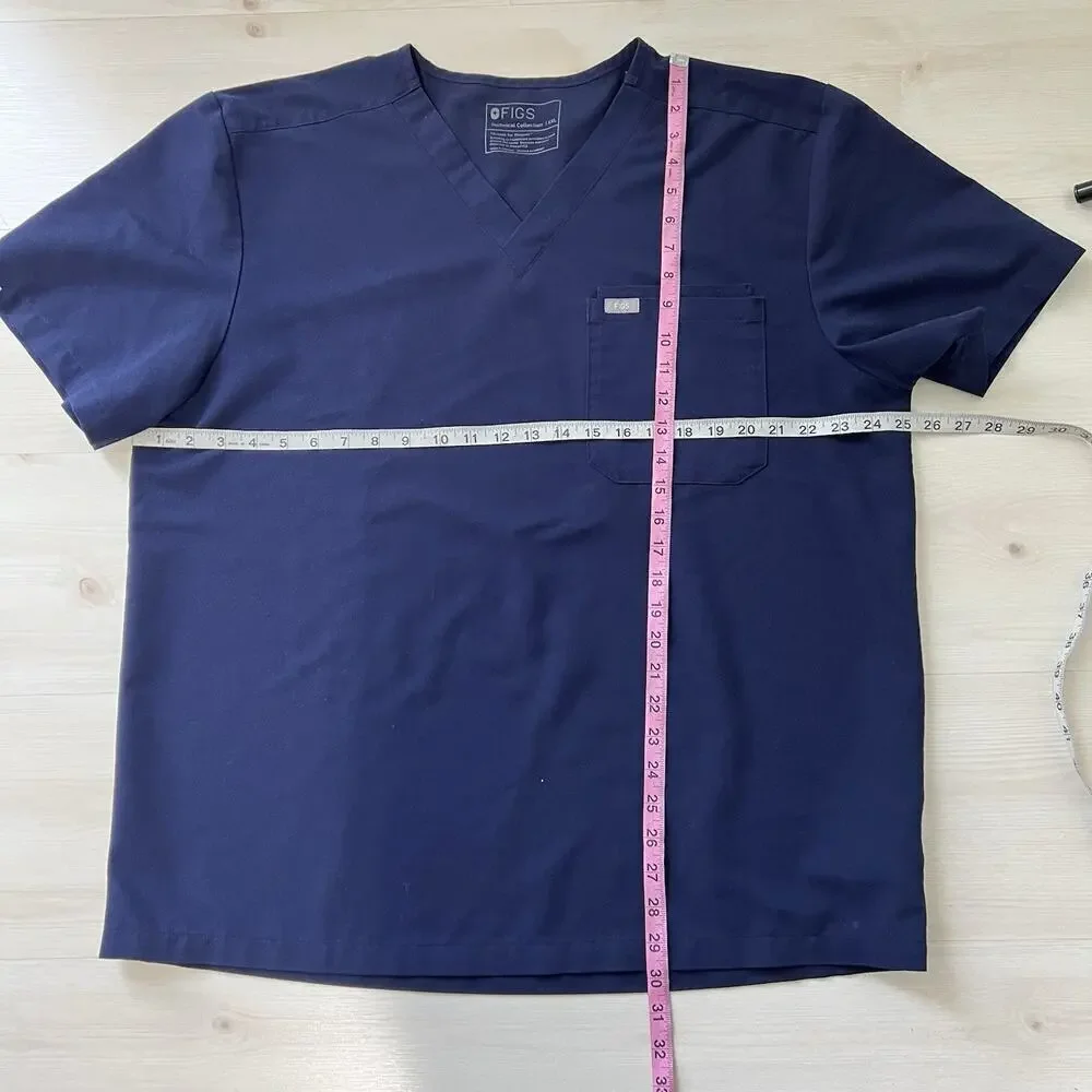 Figs Scrub Set Men 2XL SHORT Leon 3-pocket Top + Cairo Pants Short Navy Blue